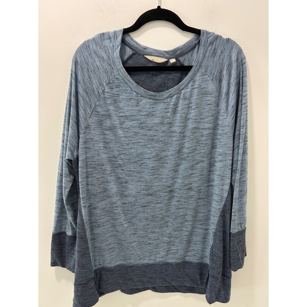 Harmony Balance Womens 2X Blue Space Dye Long Sleeve Active Top CHB1114X